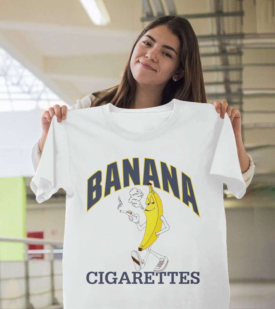 BANANA CIGARETTES Smoky Cartoon Character Smoking Banana T-Shirt