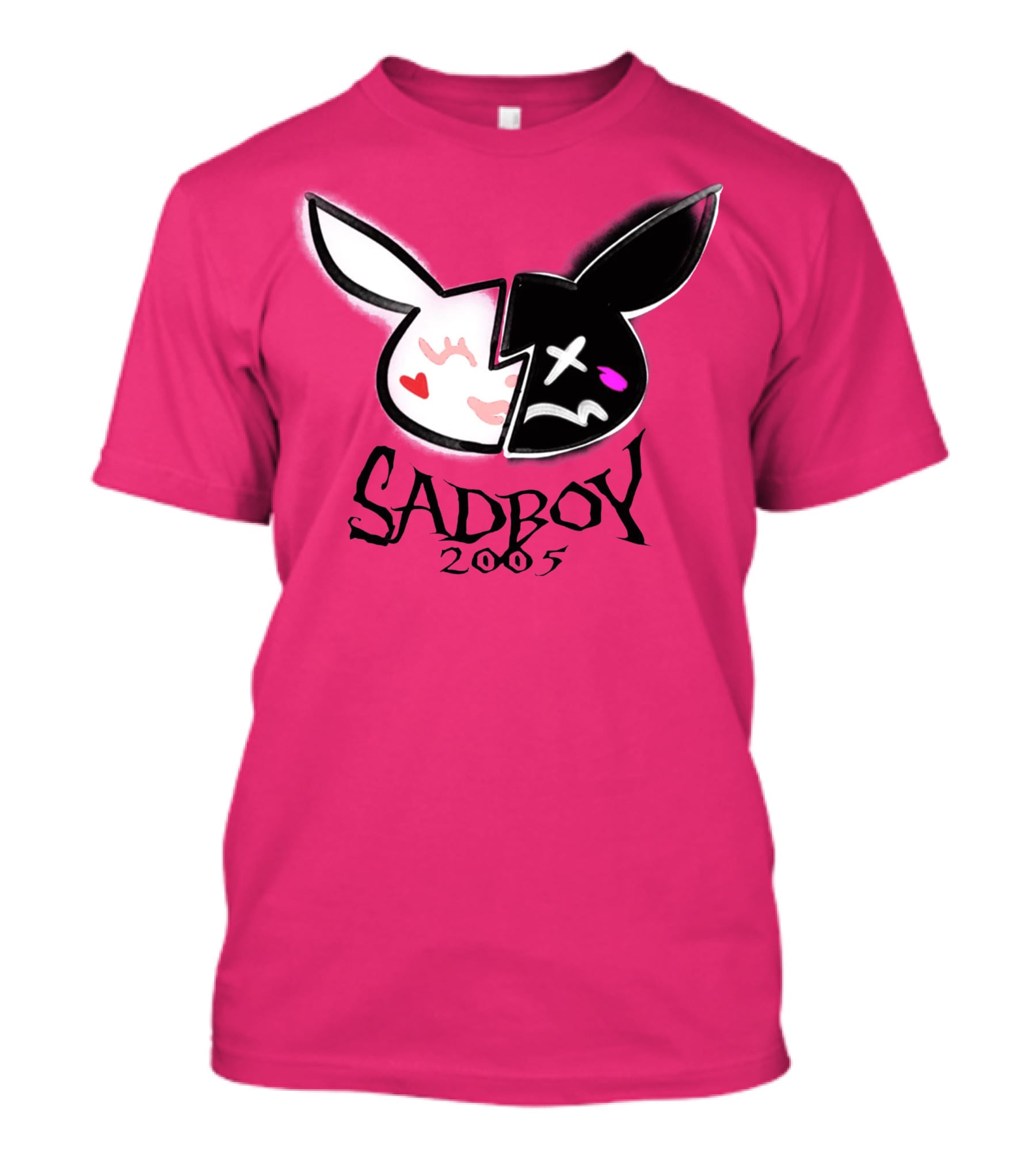 SADBOY 2005 Bunny Logo Pink Background T-Shirt