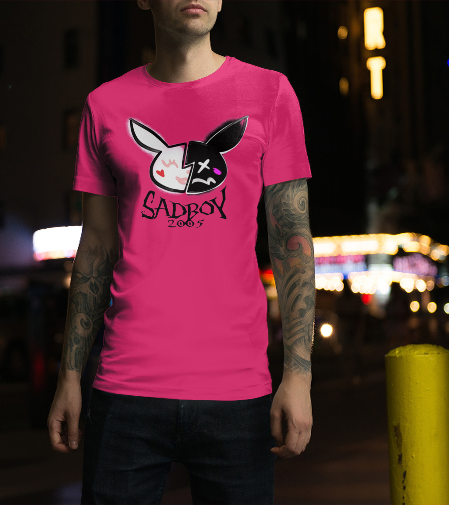 SADBOY 2005 Bunny Logo Pink Background T-Shirt