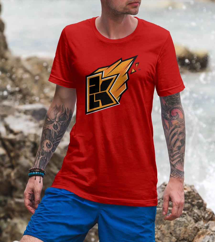 Kwebbelkop Merch Orange K Logo With Flame Effect T-Shirt