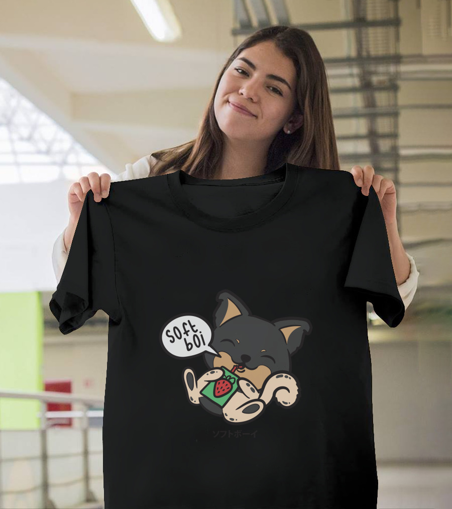 Soft Boi Crankgameplays Merch Spencer Dog Strawberry Drink Japan Text T-Shirt
