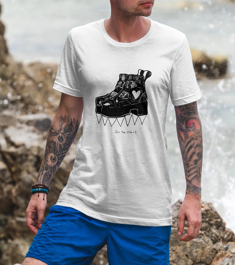 Join The Club Deathstud Boots Merch Heart Platform T-Shirt