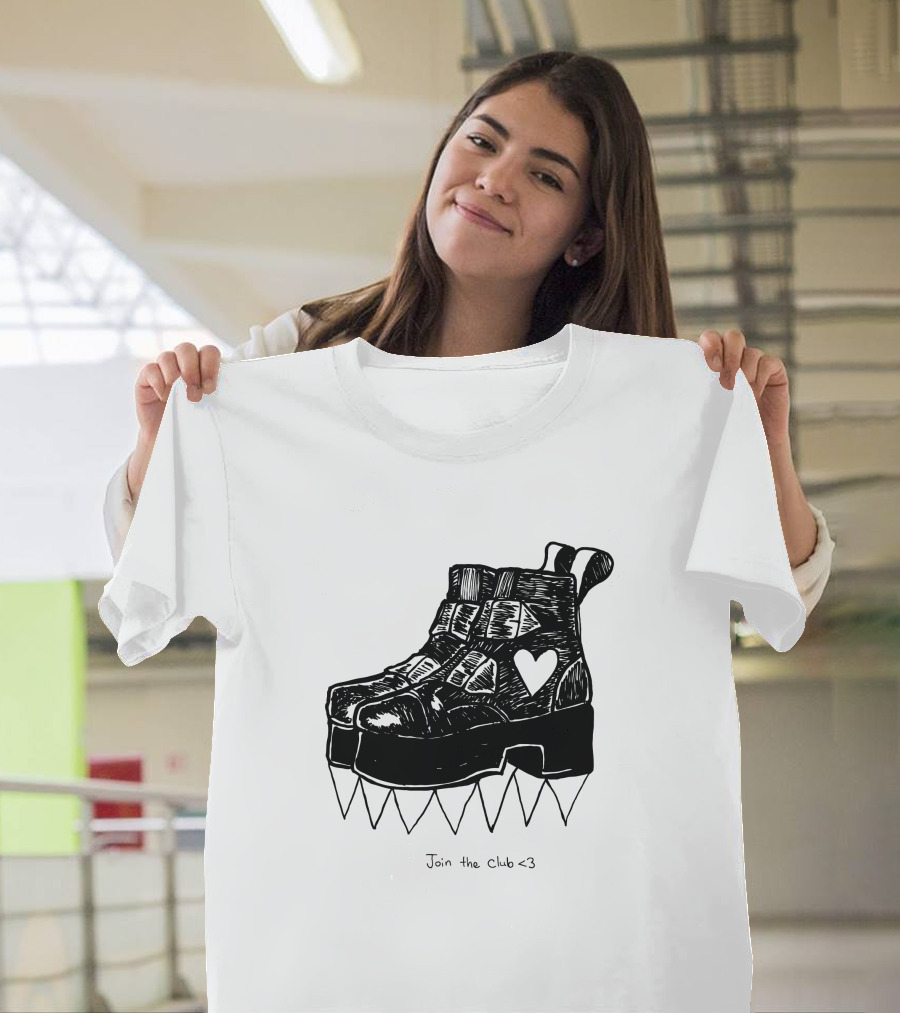 Join The Club Deathstud Boots Merch Heart Platform T-Shirt