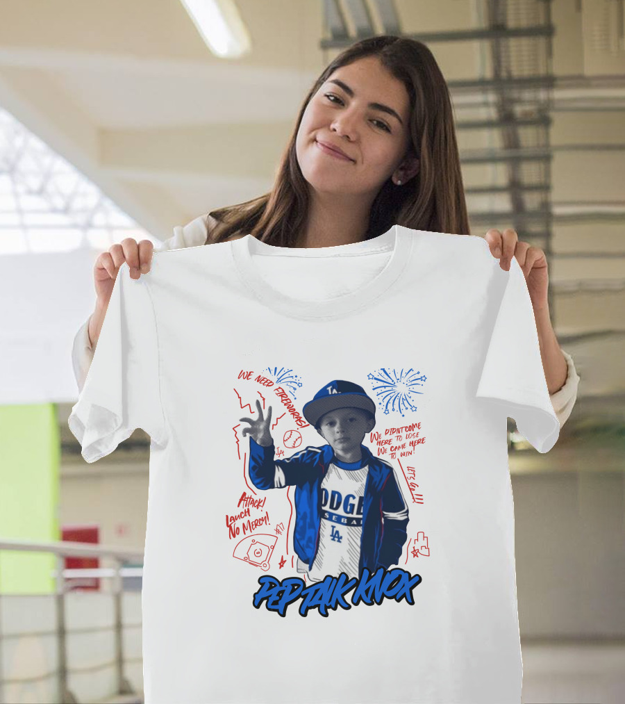 Los Angeles Dodgers Baseball Fireworks Pep Talk Knox Attack Lunch No Mercy T-Shirt