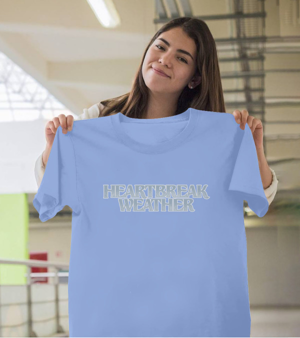 Heartbreak Weather Sky Blue Text T-Shirt