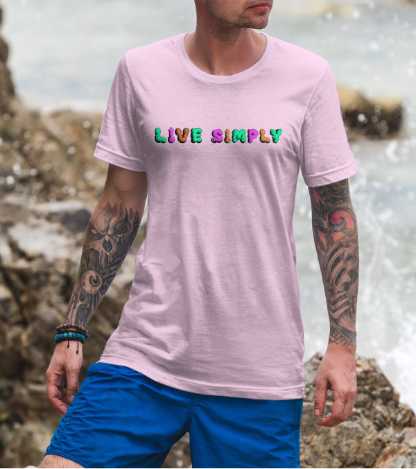 Simply64store Live Simply Playful Colorful Typography T-Shirt
