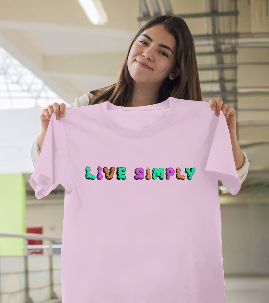 Simply64store Live Simply Playful Colorful Typography T-Shirt