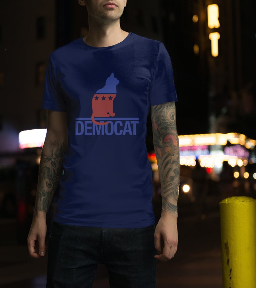 Democat Democrat Cat Political Stars Patriot T-Shirt