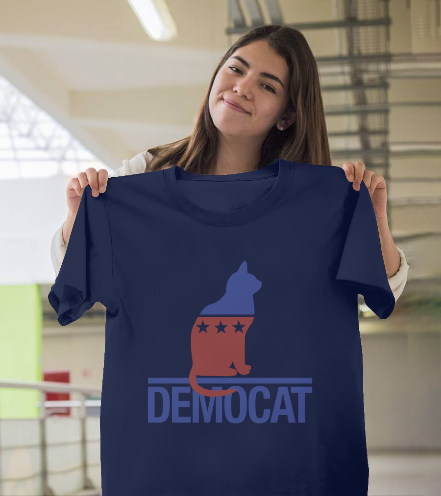 Democat Democrat Cat Political Stars Patriot T-Shirt