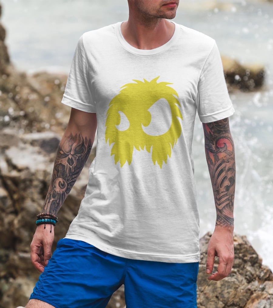 Mcq Monster Flock Mew Yellow Furry Creature Face T-Shirt