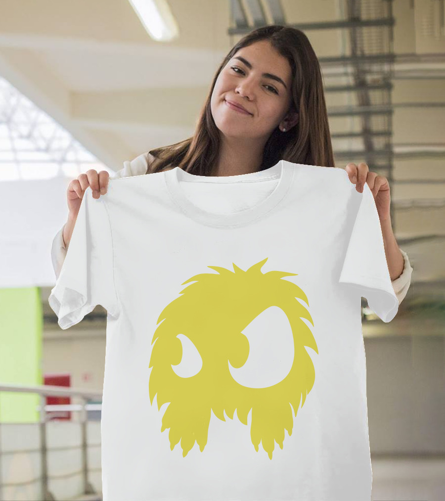 Mcq Monster Flock Mew Yellow Furry Creature Face T-Shirt
