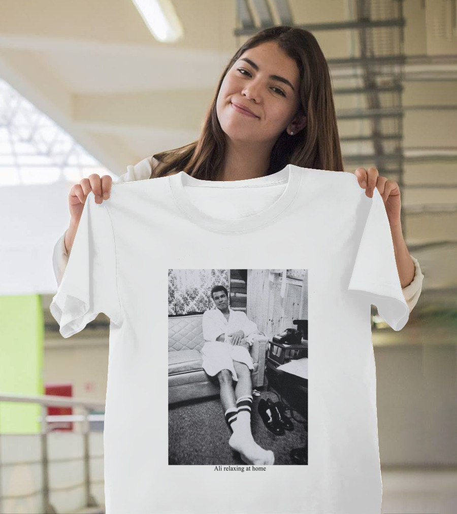 Ali Relaxing at Home in Bathrobe and Socks T-Shirt
