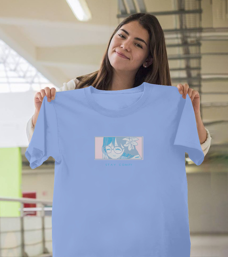 Stay Comfy Lilypichu Merch Window Blue T-Shirt