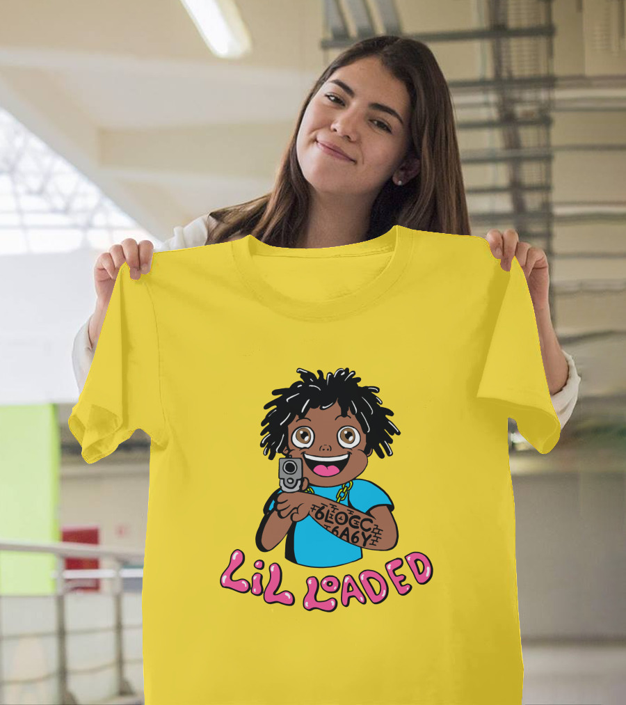 Lil Loaded Cartoon Character with Tattoo and Toy Gun T-Shirt