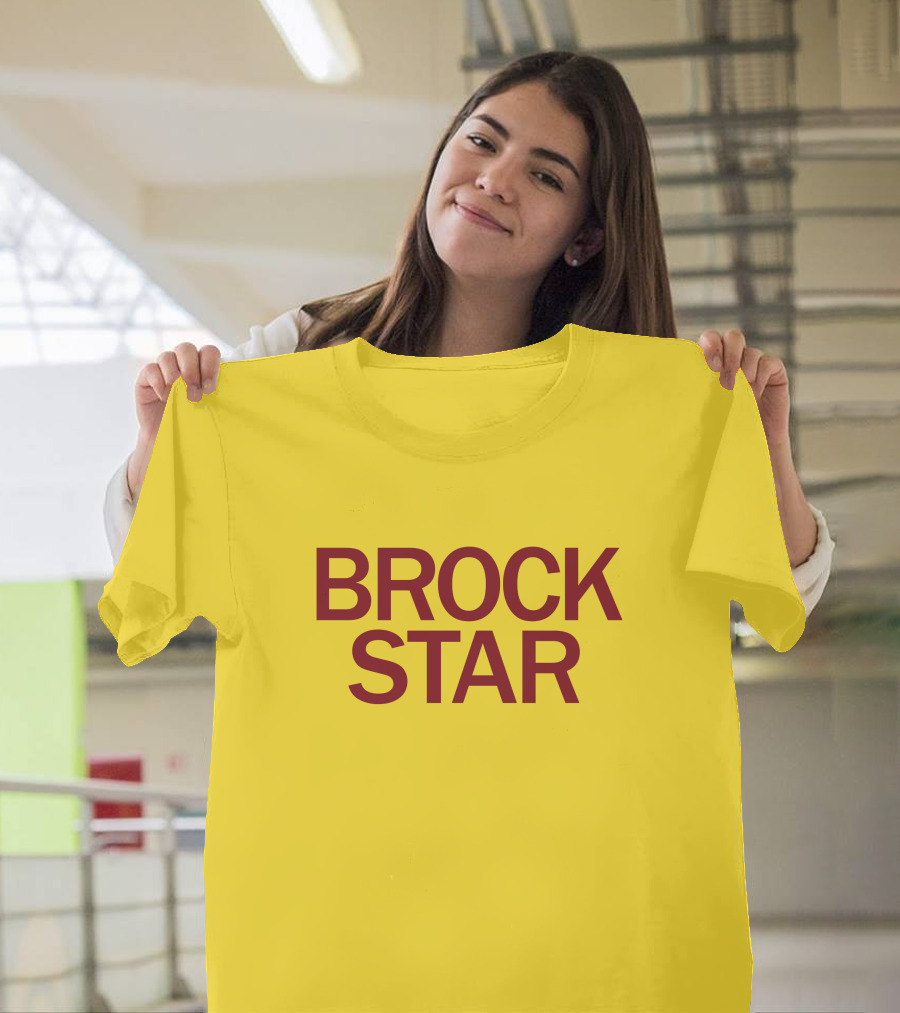 Raygun Merch Brock Star Gold Bold Text on Yellow T-Shirt