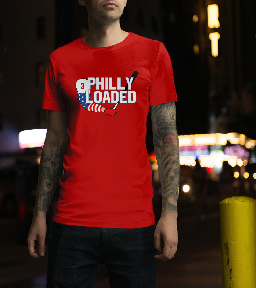 Philly Loaded Baseball American Flag Arm T-Shirt