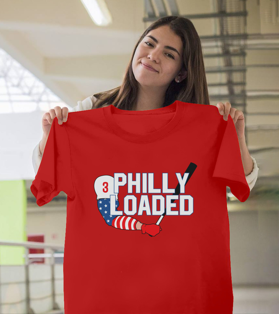 Philly Loaded Baseball American Flag Arm T-Shirt