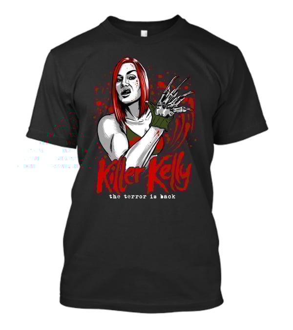 Killer Kelly The Terror Is Back Freddy Krueger Inspired Character Blood Splatter T-Shirt