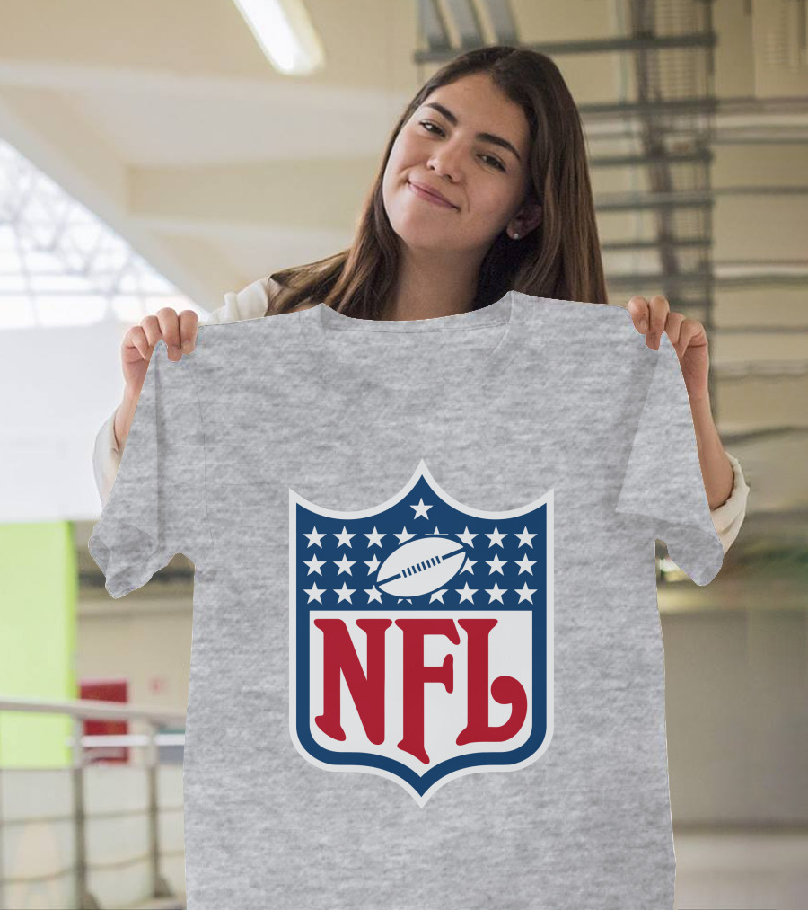 Annie Agar NFL Meeting Football Shield T-Shirt