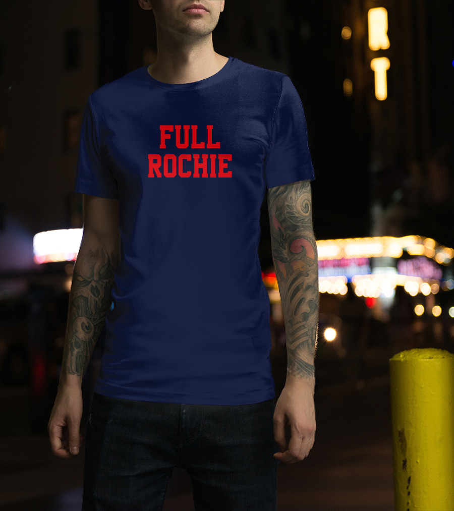 Dan Roche Full Rochie Bold Red Text On Dark Blue T-Shirt