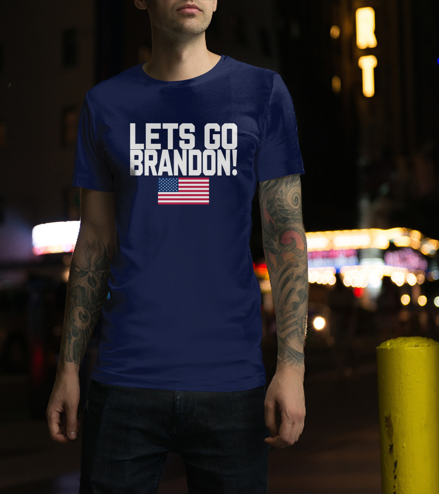 Lets Go Brandon Marine Veteran American Flag T-Shirt