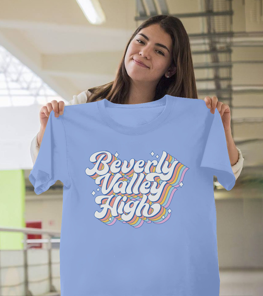 Bvh Merch Beverly Valley High Rainbow Text With Colorful Swirls T-Shirt