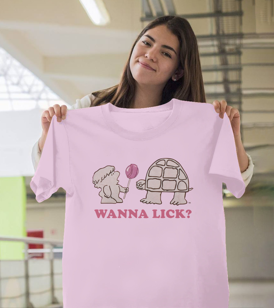 Wanna Lick Tootsie Roll Lilbttyboop Cute Character With Turtle And Lollipop T-Shirt