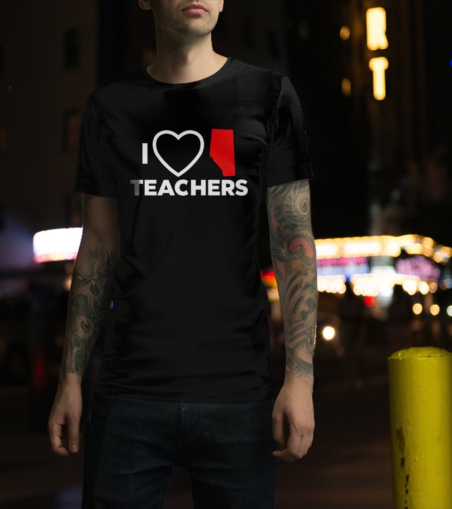 I Love Alberta Teachers Heart Red Map Krista Li T-Shirt