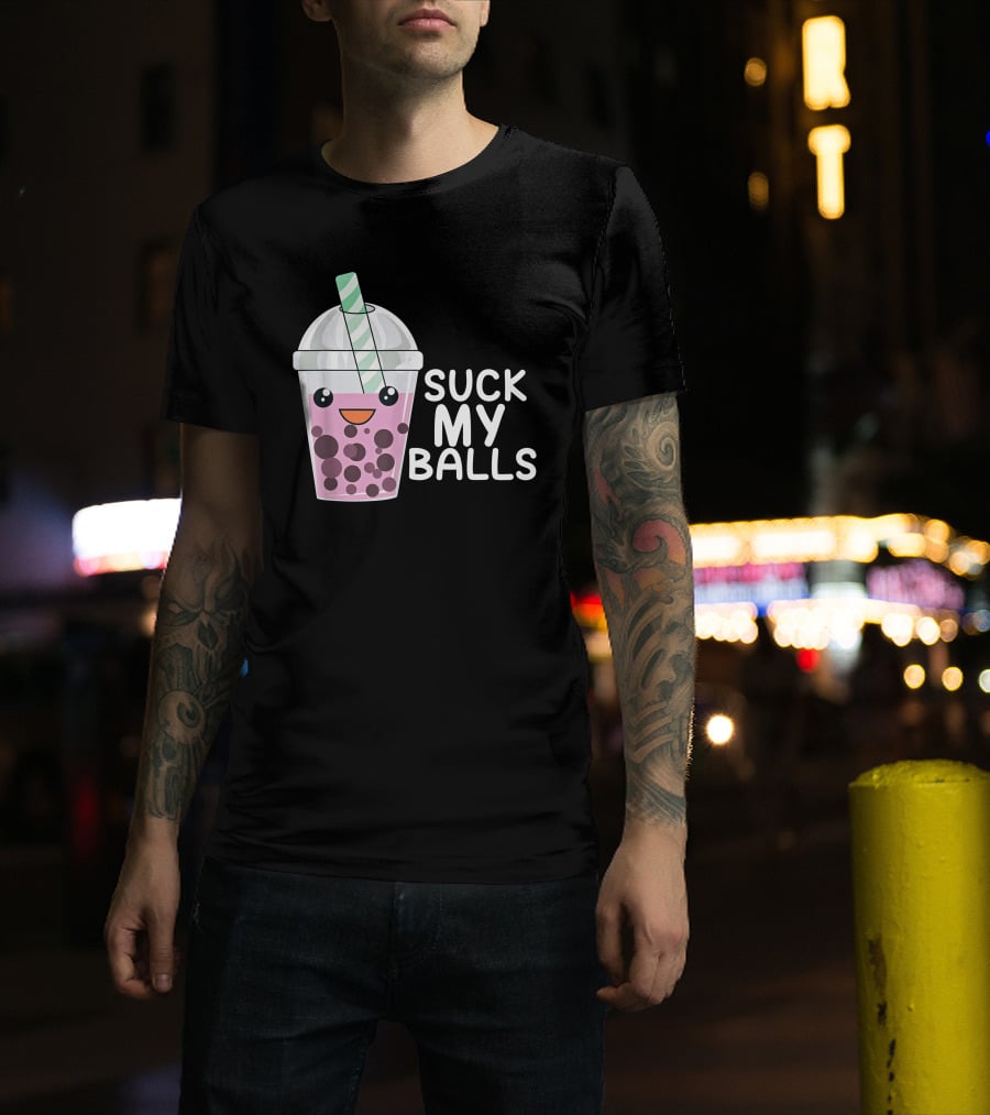 Suck My Balls Boba Tea Cute Cartoon T-Shirt