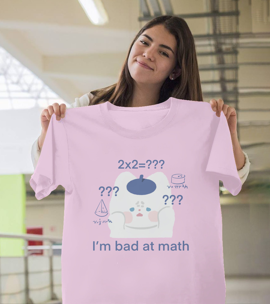 Maobabie Merch I'm Bad At Math Jennie Cat Confused by Math Equations T-Shirt