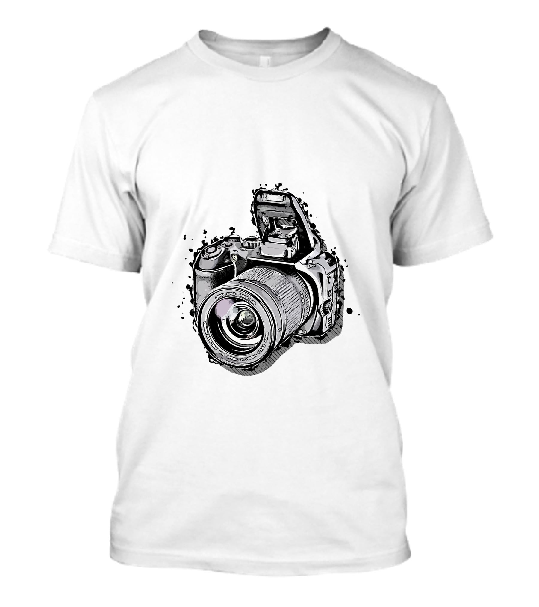 Nikon Camera Black White Splatter T-Shirt