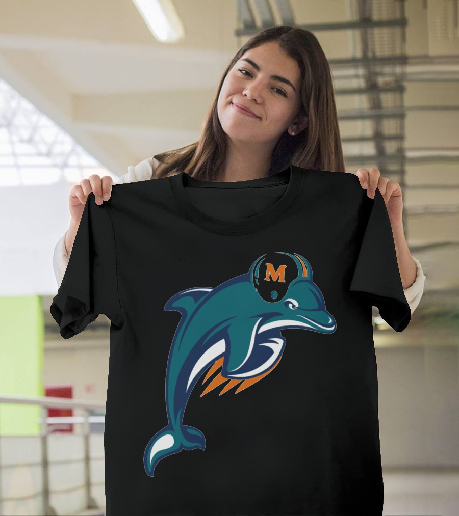 Miami Dolphins Football Team Logo with Helmet T-Shirt