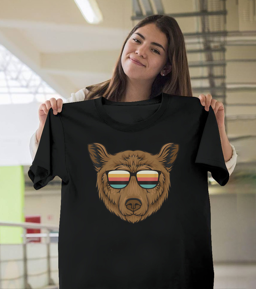 Bear Funny Retro Sunglasses B081PSDB68 T-Shirt