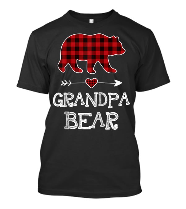 Grandpa Bear Christmas Red Plaid Buffalo Raglan Baseball T-Shirt