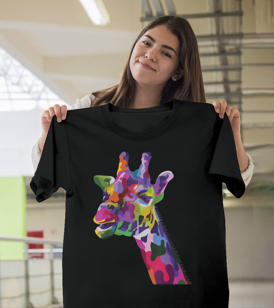 Giraffe Support Colorful Psychedelic T-Shirt