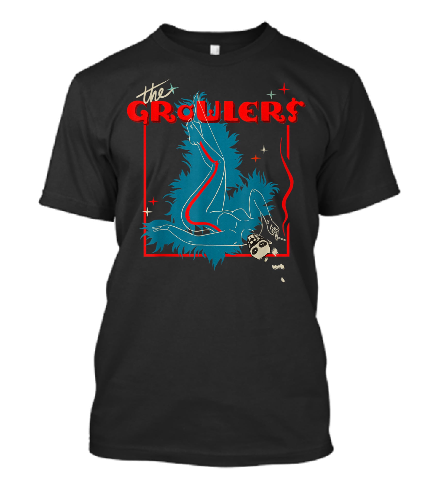 The Growlers Vintage Pop Music Art With Retro Figure And Star Accents T-Shirt