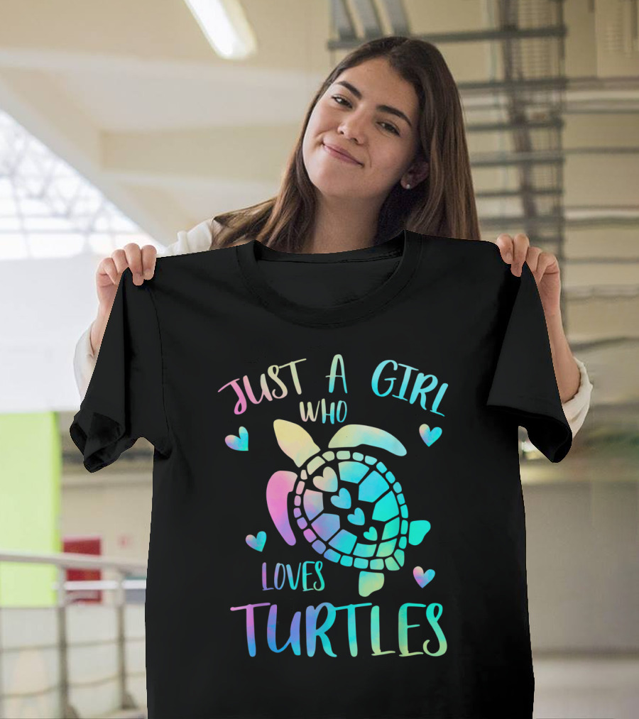 Just A Girl Who Loves Turtles Pastel Watercolor Turtle T-Shirt
