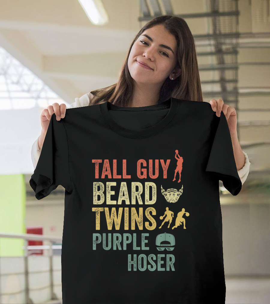 Perfect Dude Tall Guy Beard Twins Purple Hoser Basketball Cap T-Shirt