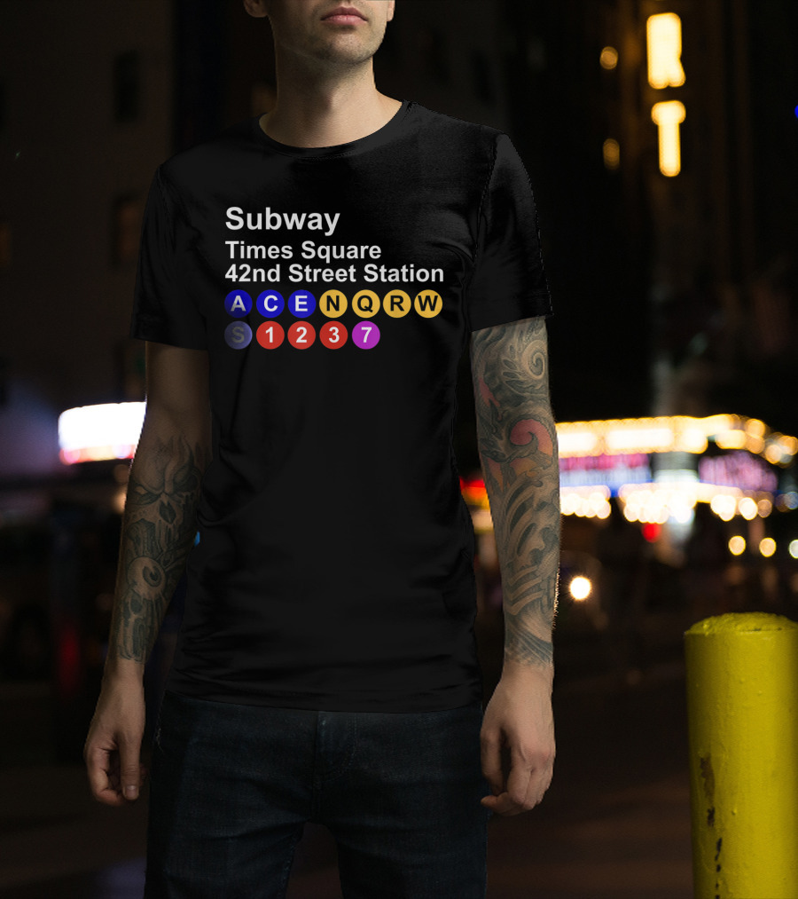 Subway Times Square 42nd Street Station A C E N Q R W S 1 2 3 7 T-Shirt