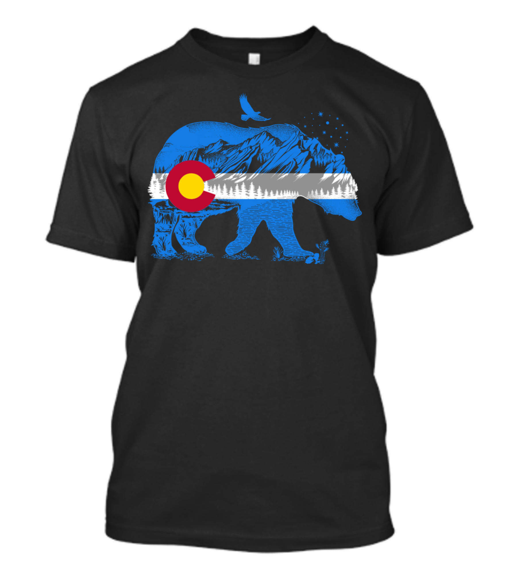 Colorado Bear Flag Mountains Landscape With Eagle T-Shirt