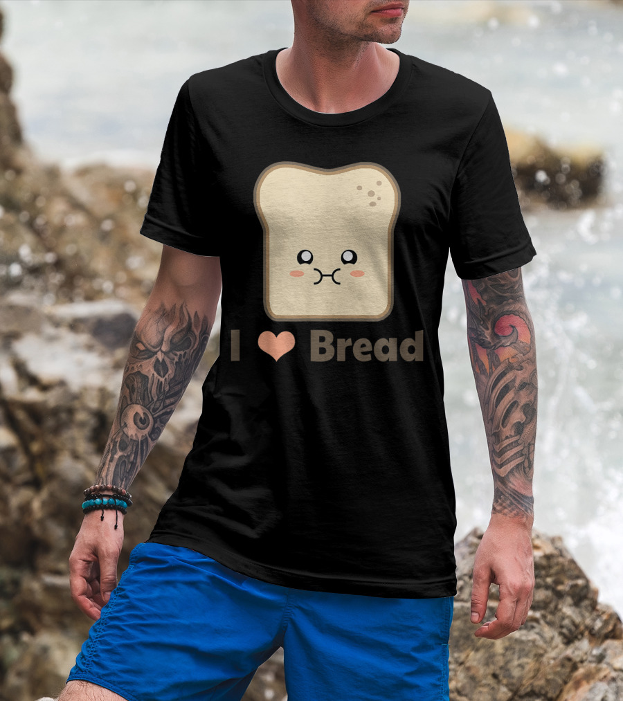I Heart Kawaii Bread Cute Face T-Shirt