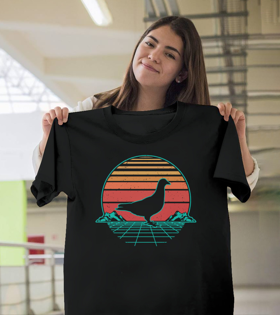 Pigeon Dove Bird Animal Vintagewave Sunset T-Shirt