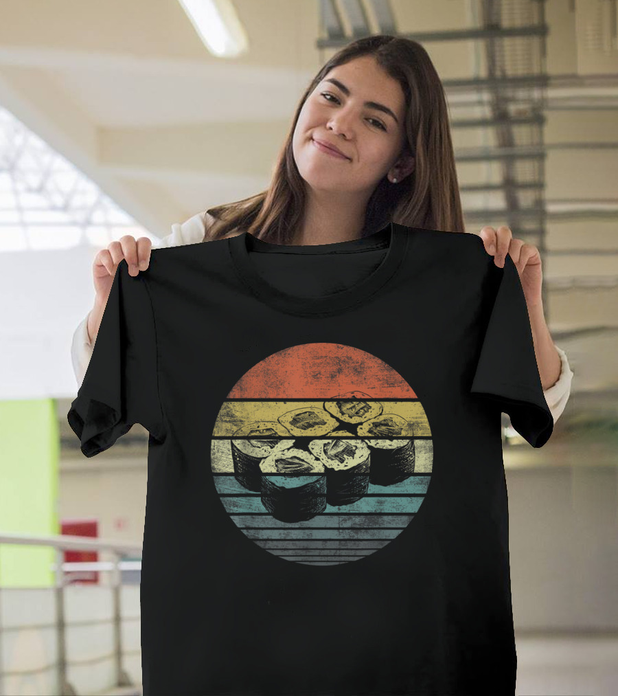 Retro Sushi Roll Sashimi Lover Vintage Japanese Food Chef T-Shirt