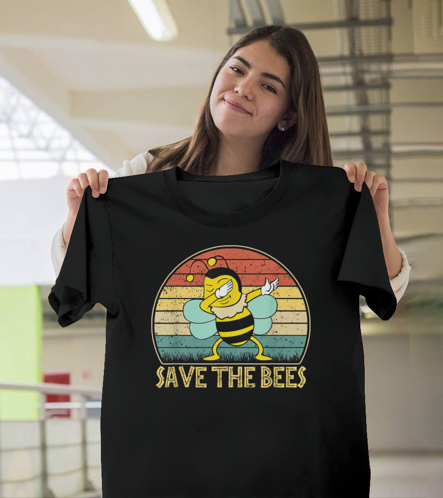 Save The Bees Vintage Dabbing Bee Retro Style Climate Change T-Shirt