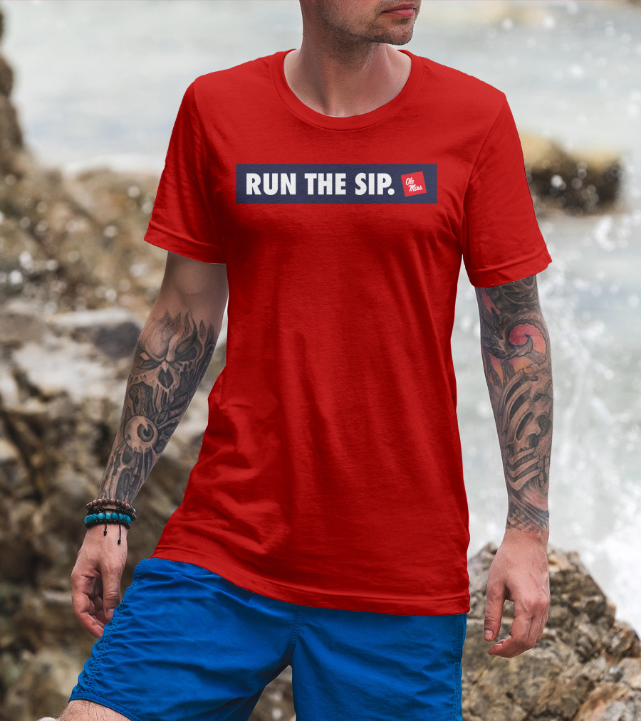 Ole Miss Run The Sip Bold Red T-Shirt