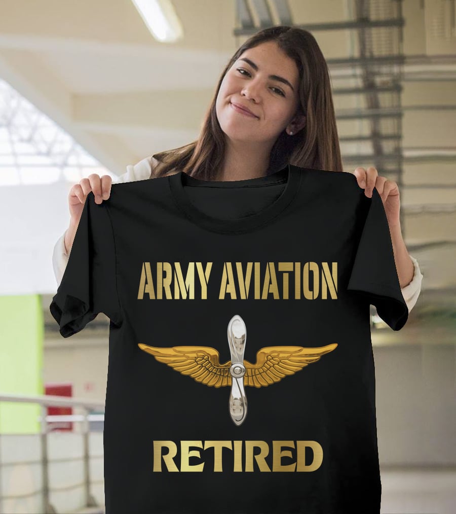 Army Aviation Retired Propeller Wings T-Shirt