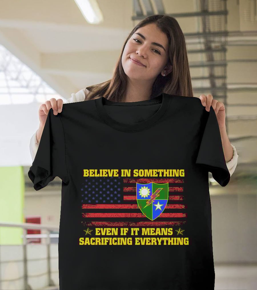 Believe In Something Even If It Means Sacrificing Everything American Flag Shield Stars T-Shirt