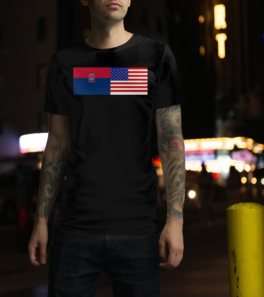 82Nd Airborne Division And American Flag Hklkh1 T-Shirt