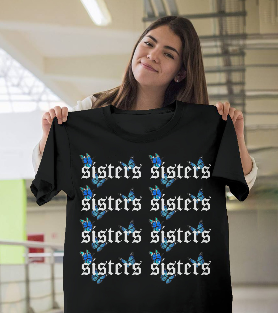 Sisters Blue Butterfly Pattern James Charles T-Shirt