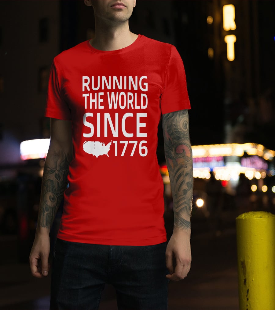 Running The World Since 1776 USA Map T-Shirt